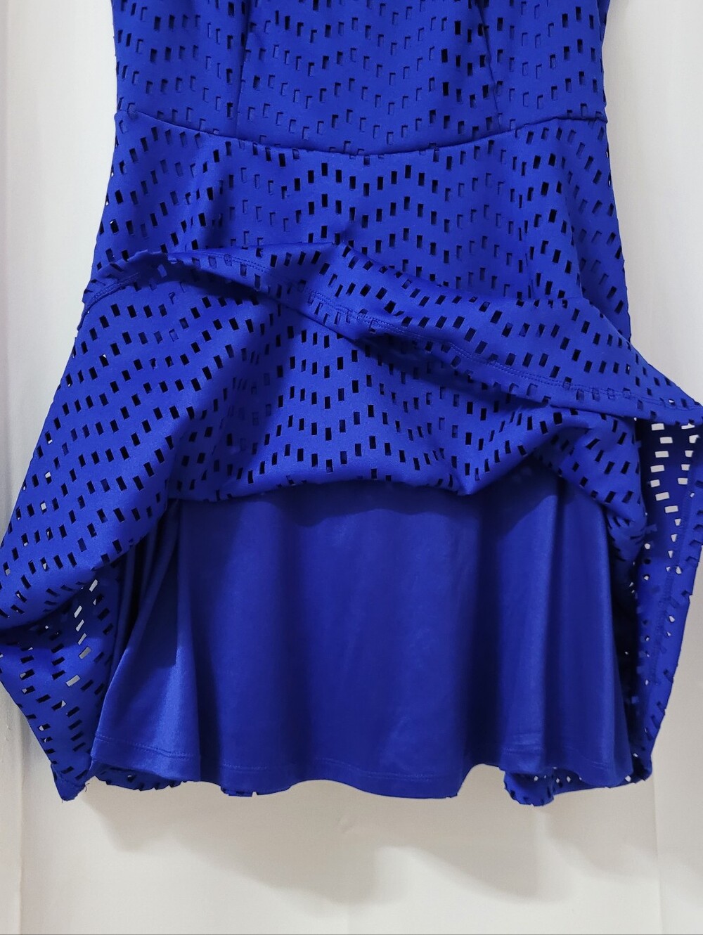 Apt. 9 Royal Blue Perforated Geometric Laser-Cut Fit & Flare Skater Dress - Picture 7 of 10